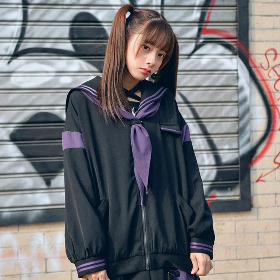 Sailor Print Zip Up Jacket