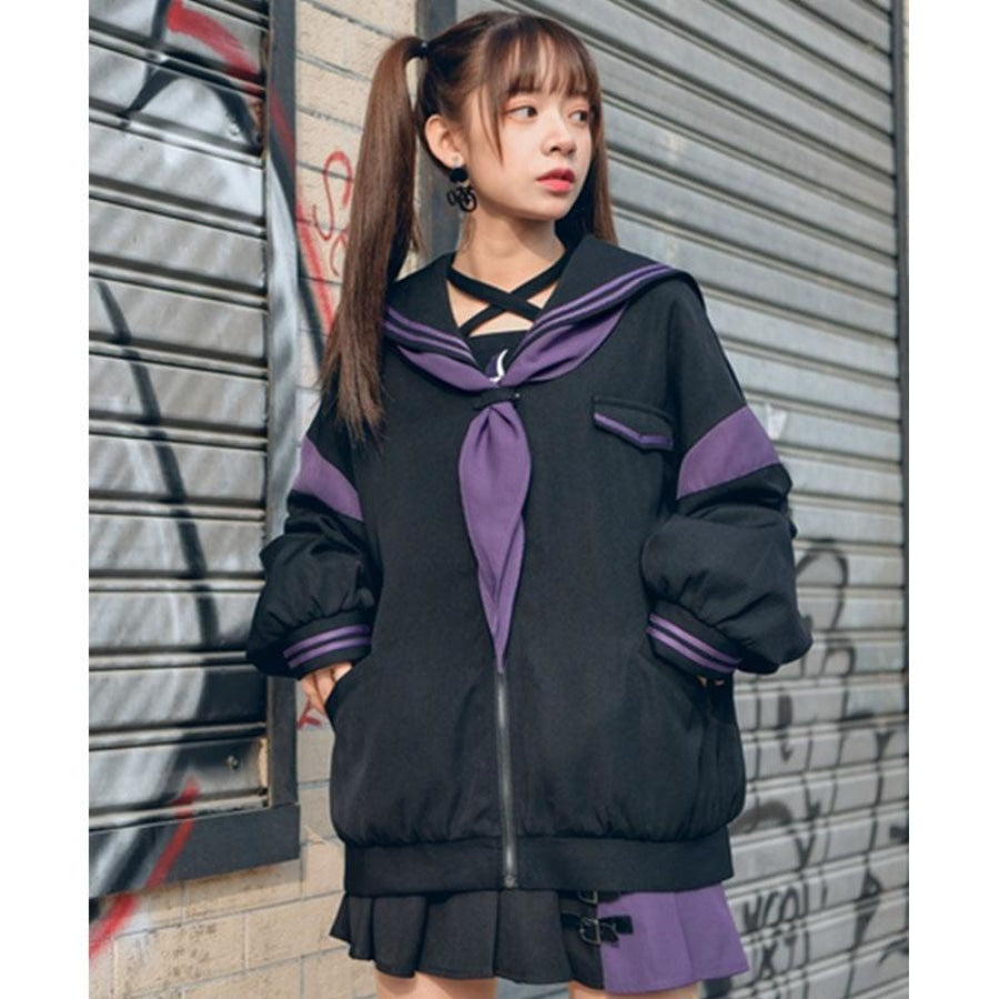 Sailor Print Zip Up Jacket