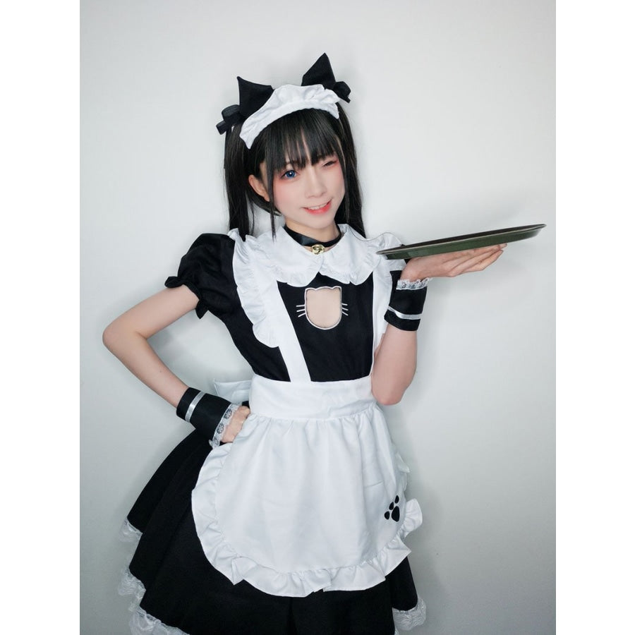 Sexy Bust Open Kitty Ruffle Lace Maid Dress Cosplay Costume Costumes