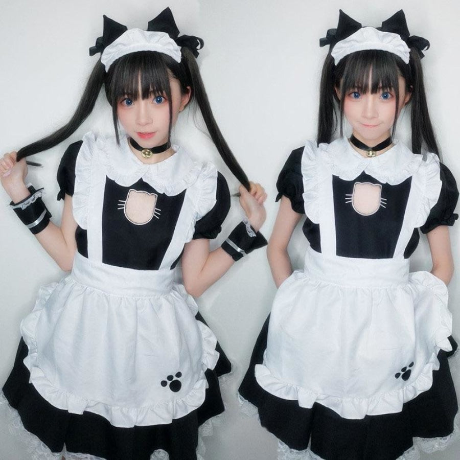 Sexy Bust Open Kitty Ruffle Lace Maid Dress Cosplay Costume Costumes