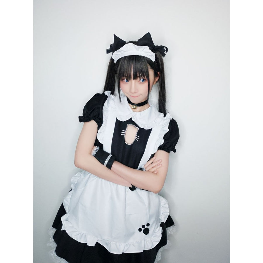 Sexy Bust Open Kitty Ruffle Lace Maid Dress Cosplay Costume Costumes