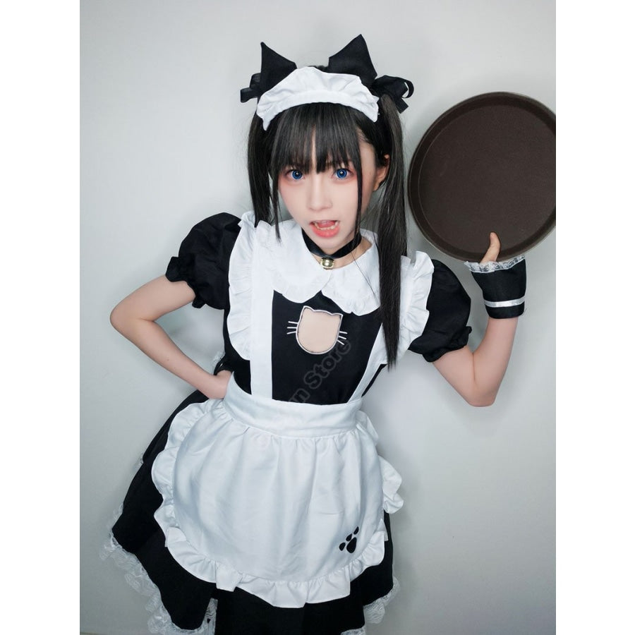 Sexy Bust Open Kitty Ruffle Lace Maid Dress Cosplay Costume Costumes