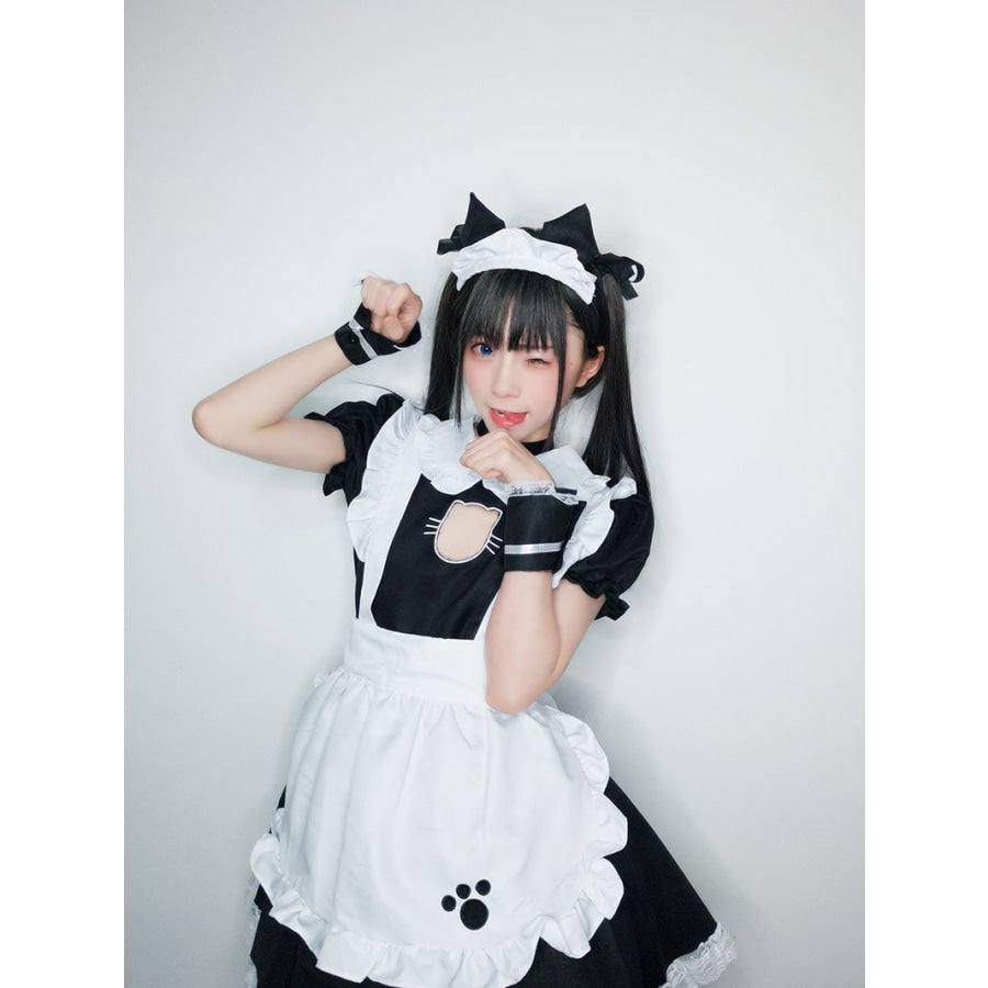 Sexy Bust Open Kitty Ruffle Lace Maid Dress Cosplay Costume Costumes