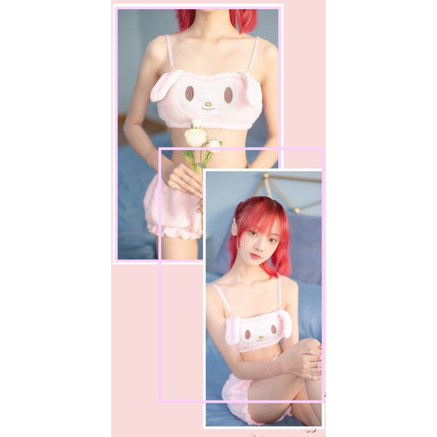 Soft Cute Cartoon Cinnamoroll Baby Dog Strap Home Pajamas Bra Set