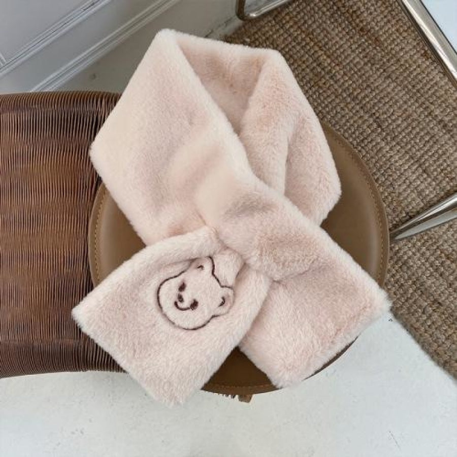 Soft Warm Student Girl Teenagers Koreancute Letter Bear Head Muffler Scarf Beige Shawl&scarf