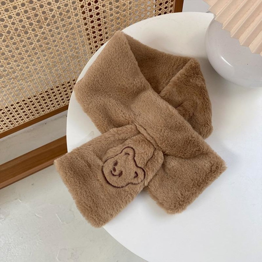 Soft Warm Student Girl Teenagers Koreancute Letter Bear Head Muffler Scarf Shawl&scarf &muffler