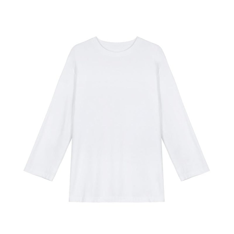 Solid Oversize Round Neck Pullover Basic Shirt White / One Size Sweatshirt