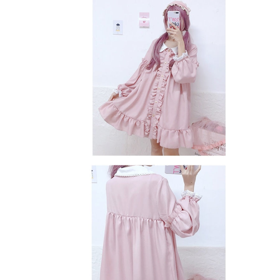 Sweet Embroidery Doll Ruffles Lolita Smocking Dress