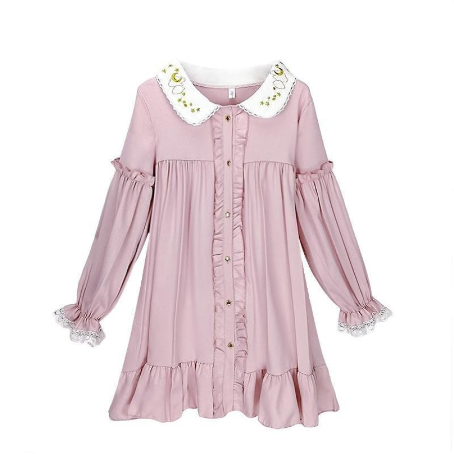 Sweet Embroidery Doll Ruffles Lolita Smocking Dress