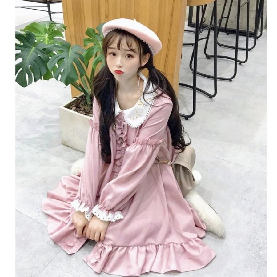 Sweet Embroidery Doll Ruffles Lolita Smocking Dress