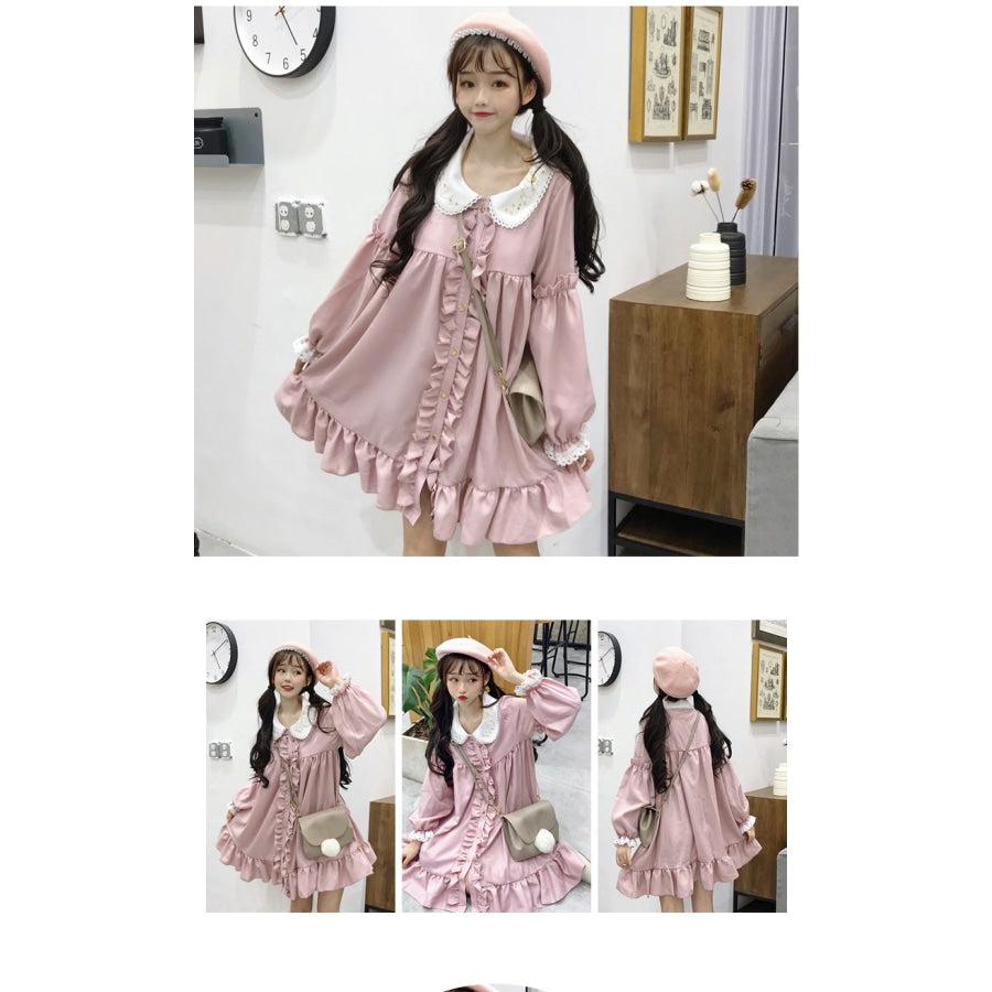 Sweet Embroidery Doll Ruffles Lolita Smocking Dress