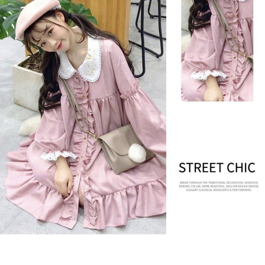 Sweet Embroidery Doll Ruffles Lolita Smocking Dress