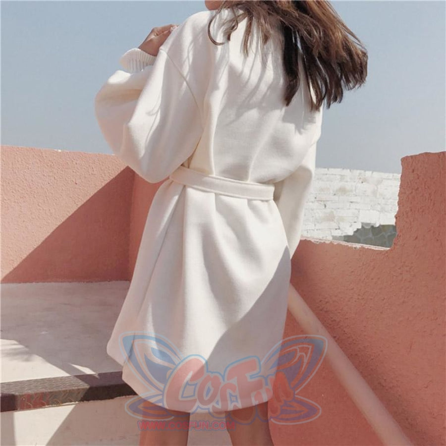 Sweet Frill Round Neck Crane Embroidery Tie Dress