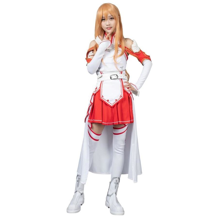 Anime Sword Art Online Asuna Yuuki Cosplay Costume Women SAO Dress Uniform  Asuna Full Set Battle Suit Halloween Outfits Wig