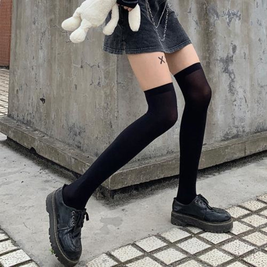 Thin Velvet Stockings Female White Black Jk Thigh Socks J50001 / One Size Stockings&socks