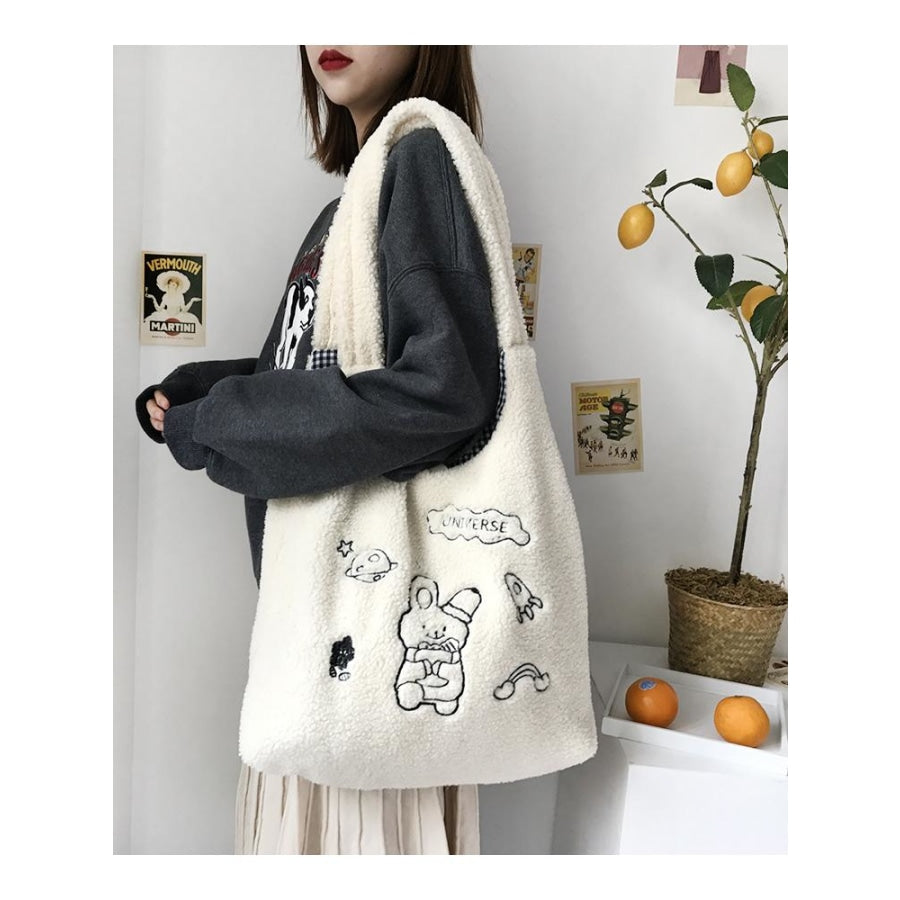 Wander In The Universe Cute Faux Wool Shopper Bag Hobo/tote C00065 Bags