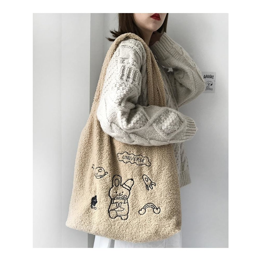 Wander In The Universe Cute Faux Wool Shopper Bag Hobo/tote C00065 Bags